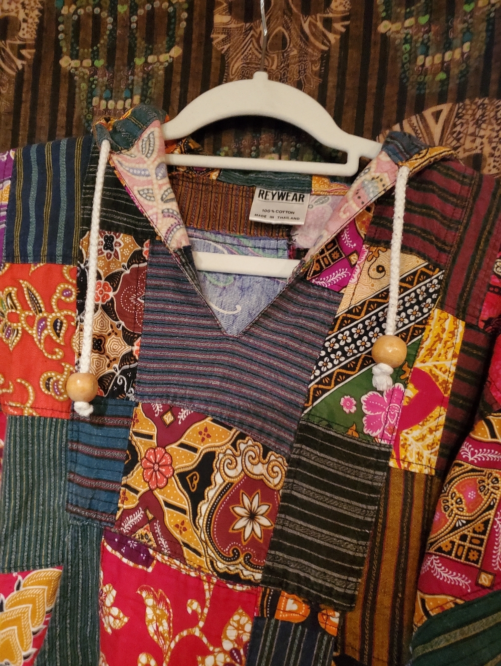 Boho Vintage Multicolor Patchwork Hoodie~β‘ - Picture 14 of 15